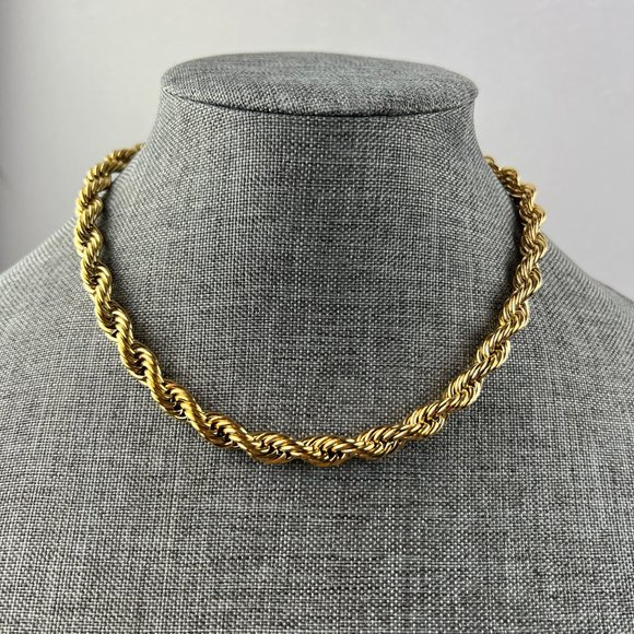 Thick Chain Necklace Gold Thick Choker Necklace Chunky Chain Twisted Necklace - Picture 13 of 13